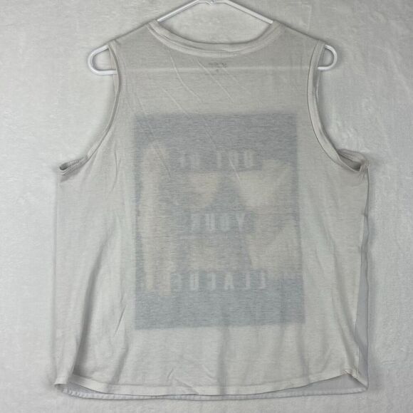 Express Tank Top Womens Medium White Out Of Your League Sleeveless Lightweight - Picture 2 of 9